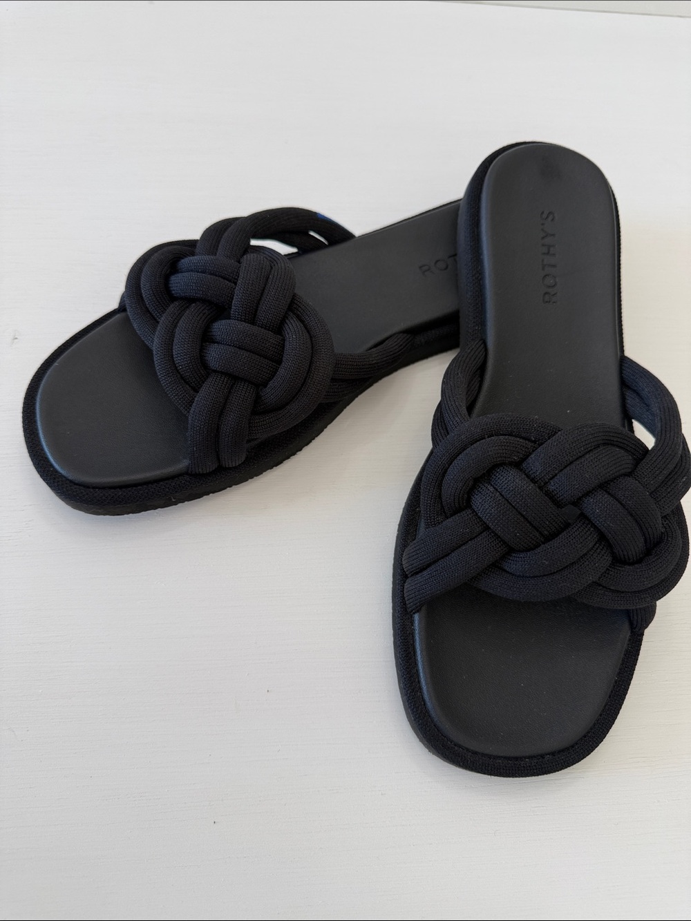 Rothy's Black Braided Knot Slide Sandals - Women's